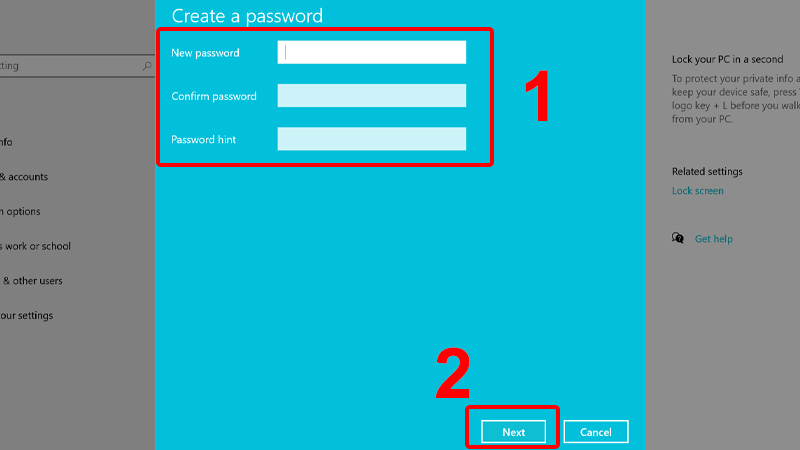 cách đặt mật khẩu máy tính bước 3