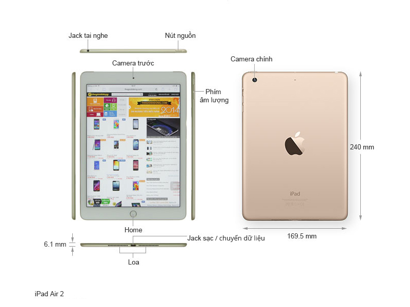 iPad Air 2 sản xuất năm nào có cấu hình mạnh hay không