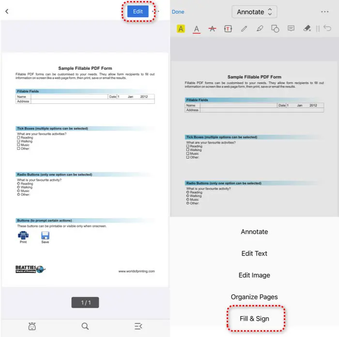 Hướng dẫn cách điền file PDF trên iPhone bằng PDFgear