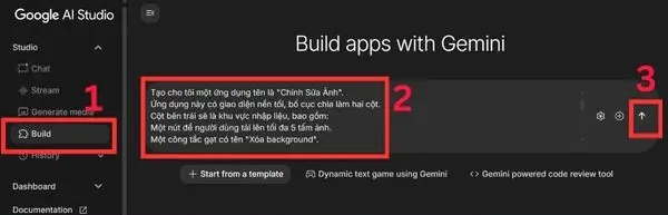 Các bước tạo ứng dụng sửa ảnh bằng Google AI Studio