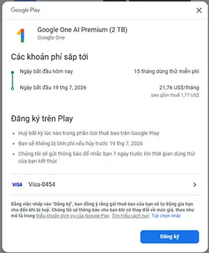 Kích hoạt gói dùng miễn phí