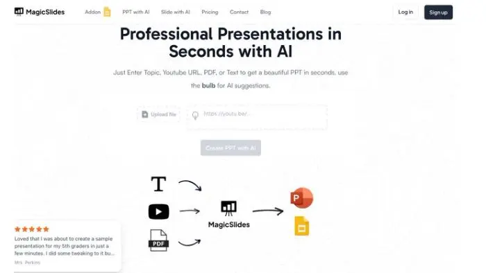 MagicSlides: Tạo PowerPoint từ văn bản, PDF hoặc video YouTube